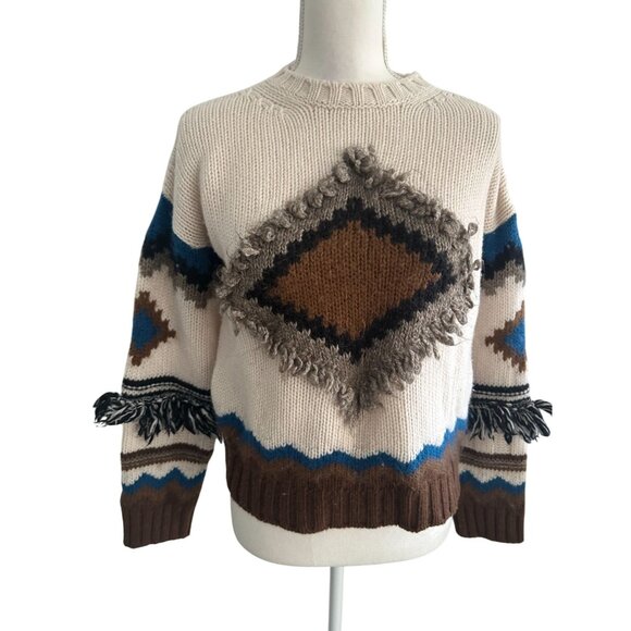 MAX MARA Weekend Baita Fringe Wool Alpaca Blend Sweater Size X Small - Picture 4 of 10